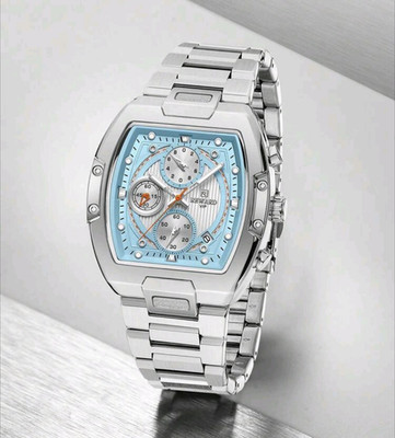REWARD Herren Quarz Armbanduhr Edelstahl silber, Chronograph, 30 m