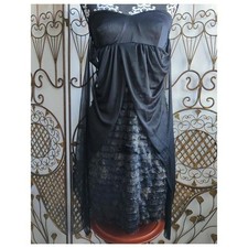 Connected Apparel Black Strapless Ruffled Lace Dress Party Evening Womens 10