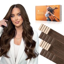DOORES Invisi Edge Tape Hair Extensions Human Hair Chocolate Brown 14" 50g 10 In