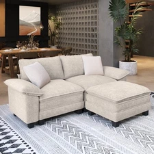 Modular Sectional Sofa Chenille Cloud Couch with Chaise and Cushion 3-Seats