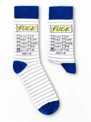 Unisex Socken lustig unhöflich F*ck Tickliste freches Wortspiel Neuheit dumm Geschenk