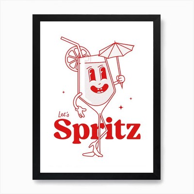 Aperol Spritz Cocktail Vintage Retro gerahmtes Wandbild Poster Leinwanddruck Bild