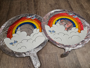 Blue Birds Cloud Rainbows Vintage Mylar Balloons From 1980s Lot of 2