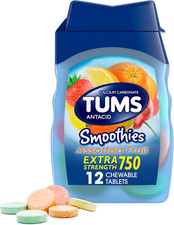 TUMS Smoothies Extra Strength Antacid Chewable Tablets for Heartburn Relief, As