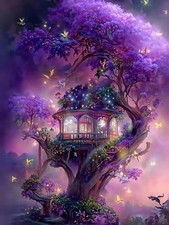 Purple Tree of Life Diamond Art Kits for Adults, 5D Diamond Painting Kits QY011