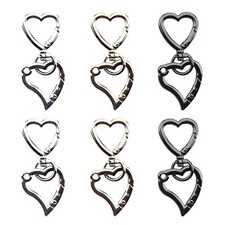 12 Pcs Heart Swivel Spring Clasps  Metal Spring Key Chain Hook Clasps  Clip