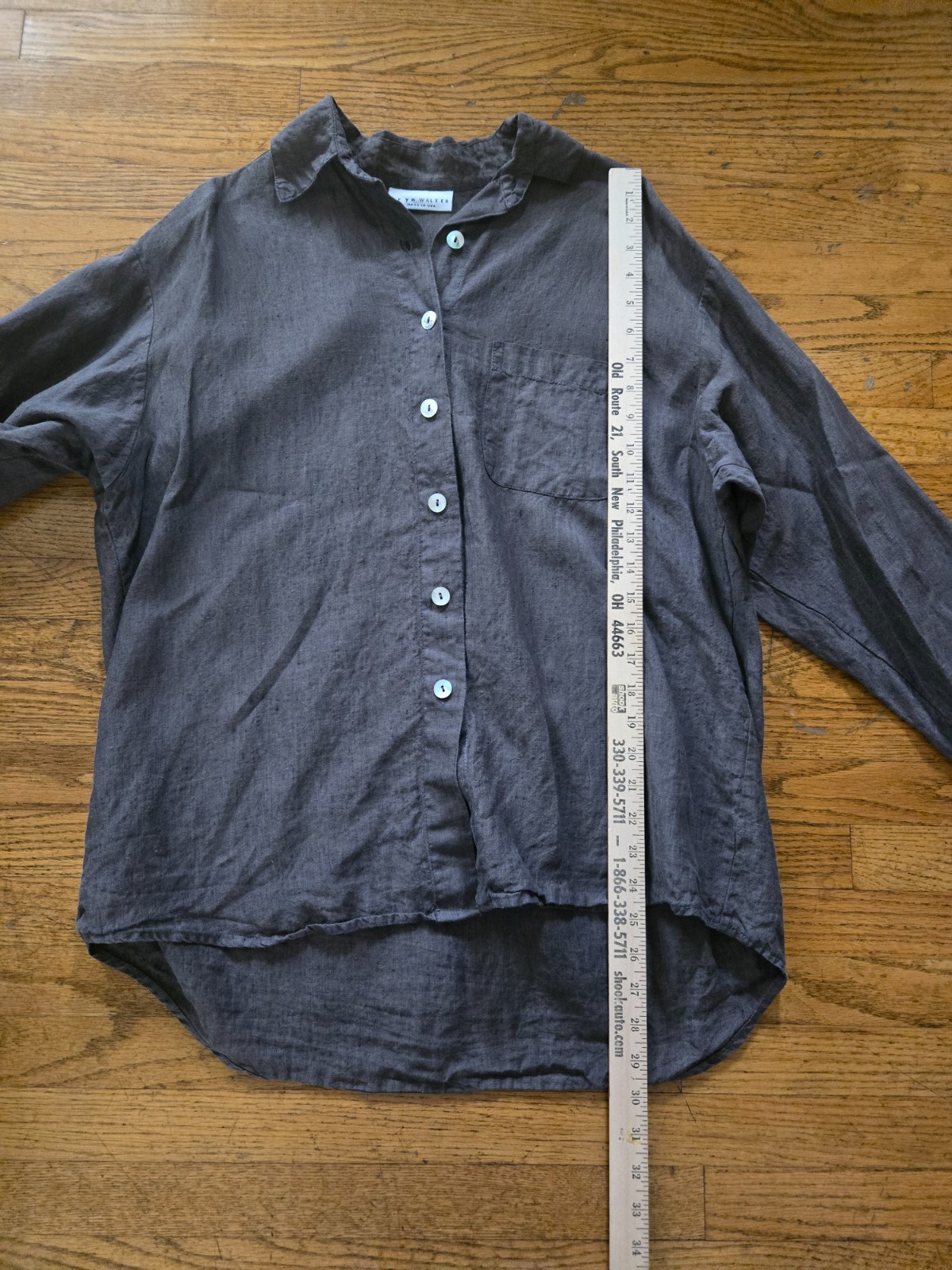 Bryn Walker Gray Linen Button Down Long-sleeved S… - image 6
