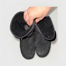 UGG Australia Black Shearling Suede Mid-Calf Boots Rubber Sole Women Size 10