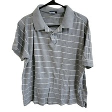 Old Navy Polo Shirt Mens Size Medium Striped Gray Short Sleeve Golf Top Cotton