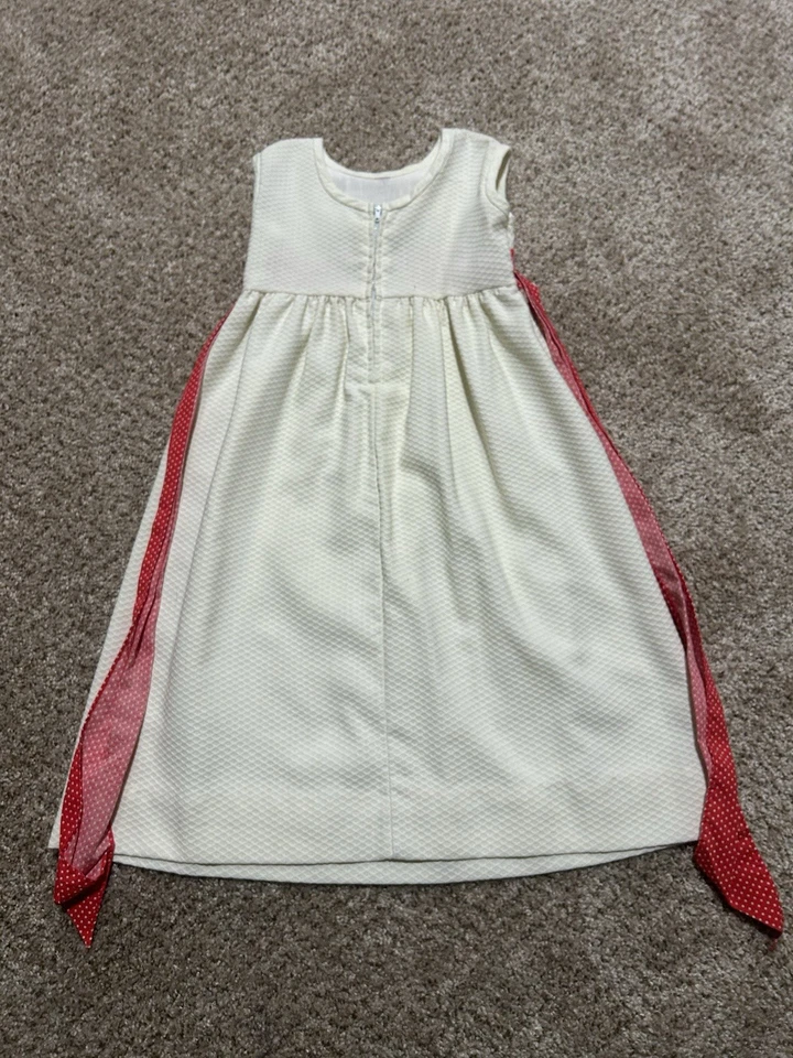 Vintage Tiny Town Dress Girls 4 White Red Strawberry Boho Hippy 80s - Image 2 of 4