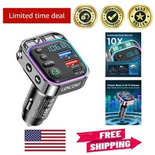 Bluetooth 5.3 FM Transmitter Car Adapter with PD30W Fast Charger  HiFi Bass