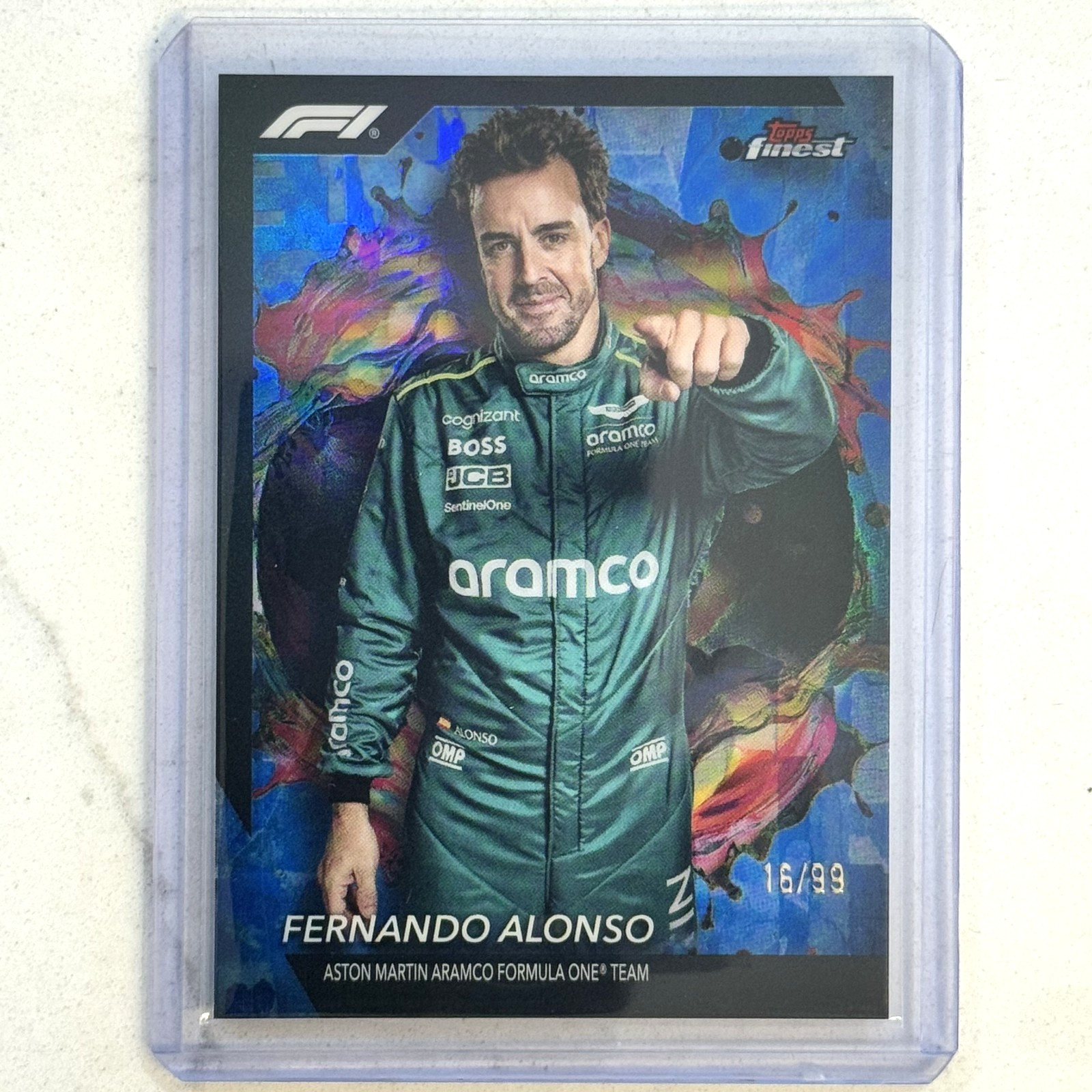 2024 Topps Finest Formula 1 F1 #290 Fernando Alonso Rare Blue Refractor /99