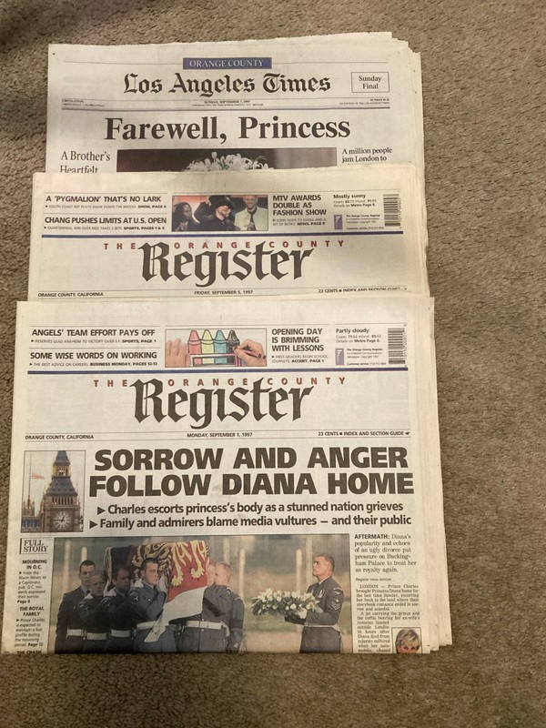 Three Calif. Newspapers Honoring Princess Diana 1997