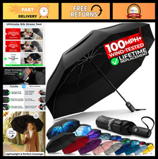 Compact Windproof Travel Umbrella - 100MPH Tested, Lightweight, Automatic Foldin