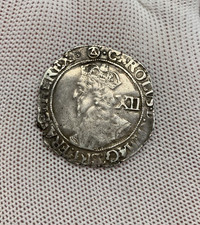 Rare 1641–1643 Charles I Civil War Era Shilling Triangle in Circle Briot Bust