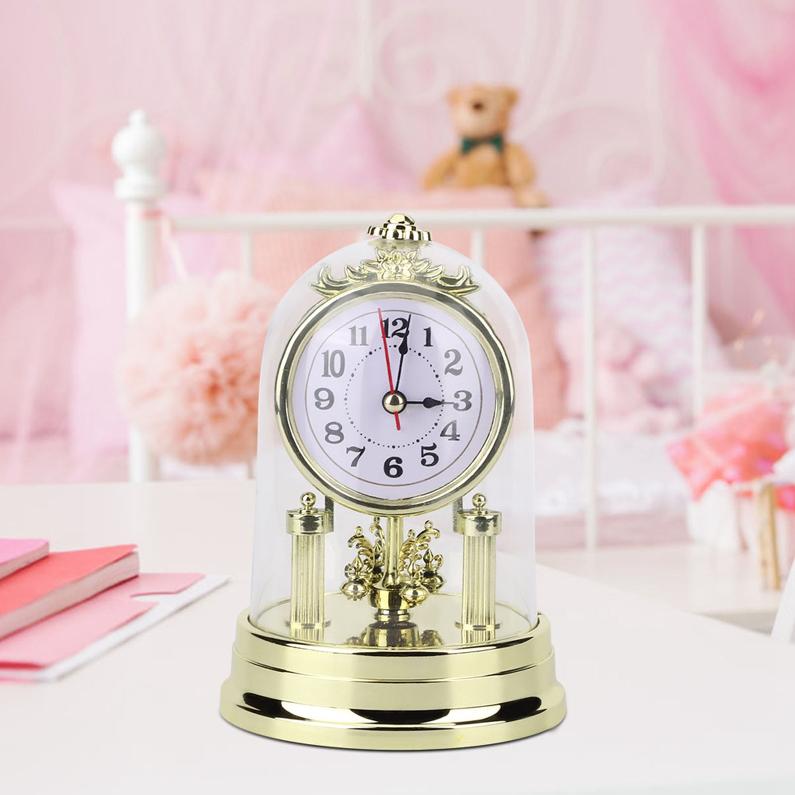 European Vintage Living Room Clock Antique Silent Table Clock Clock Gold