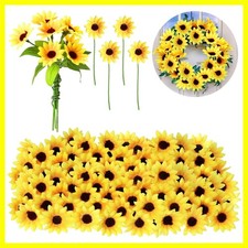 50pcs Artificial Sunflower Heads with Stems, 1.5 in Fake Sunflower  Mini Art...