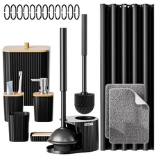 Bathroom Accessories Set-22PC Bathroom Sets with Shower Curtain and Rugs 2 in 1