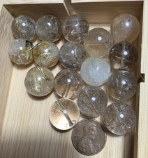 16 Genuine Natural Gold Rutile Quartz Beads Round Loose Beads
