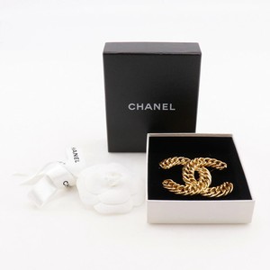 Authentic Chanel Coco Mark Brooch Chain, Gold Plated, Approx. 37g, Women's,