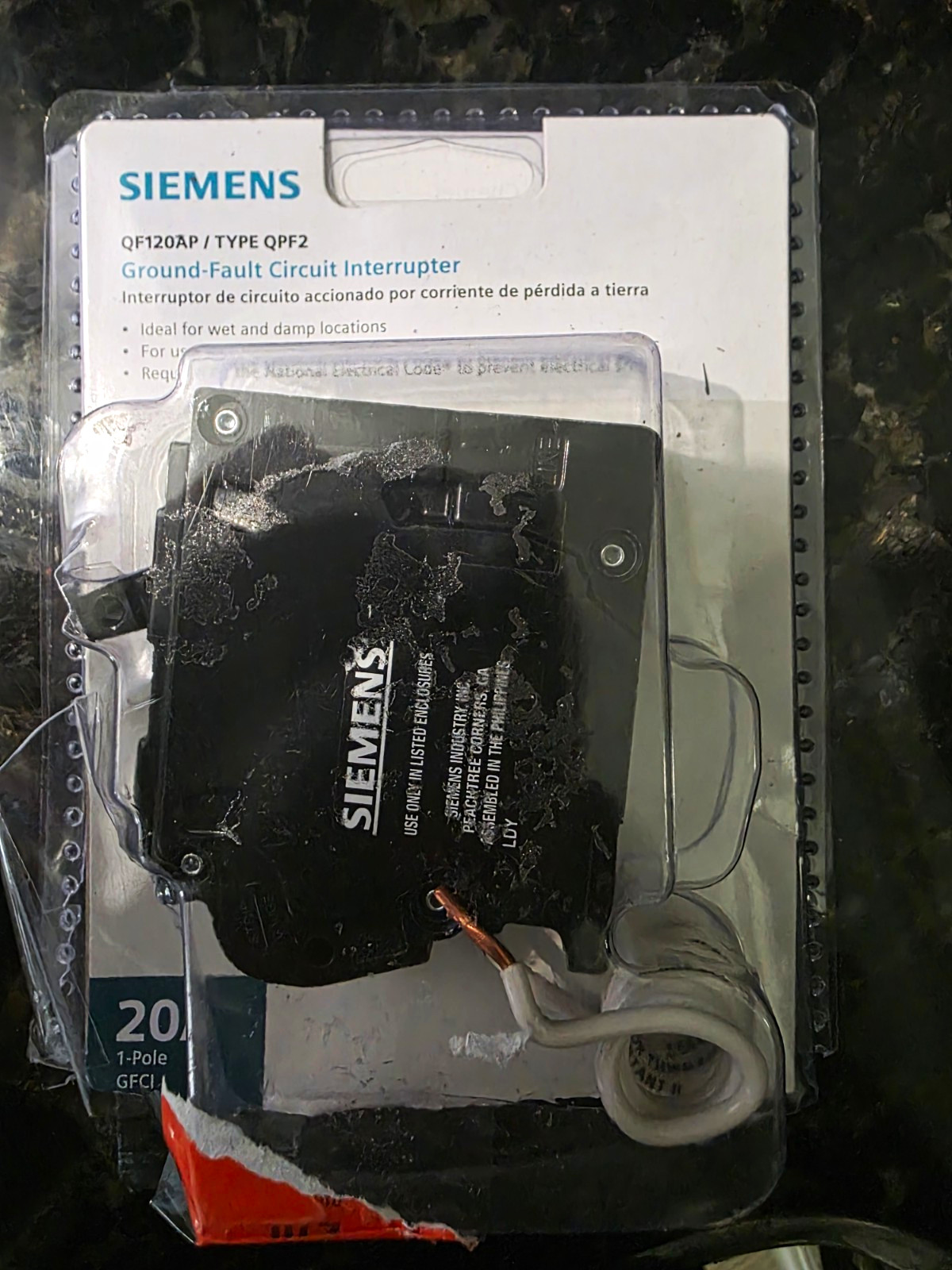 Siemens QF120AP Type QPF2 20A 120V 1 Pole GFCI Circuit Breaker Pigtail