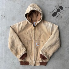 Vintage Y2K Carhartt YOUTH brown hooded work wear jacket