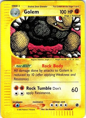 Golem 14/165 Rare Expedition Base Set Pokemon Reverse Holo