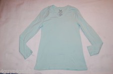 Womens L/S Knit Tee Shirt LIGHT MINT GREEN V-NECK Size S 4-6