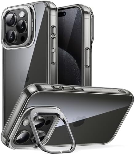 Kickstand Case for iPhone 15 Pro Max 6.7-Inch, Built-in Camera Ring Stand, Non-Y