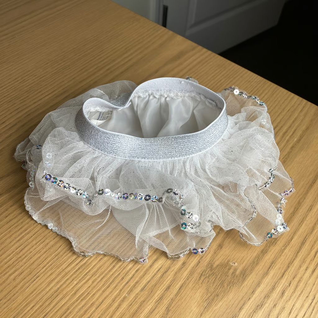 White Silver Princess Mesh Sequin Skirt for Build-A-Bear