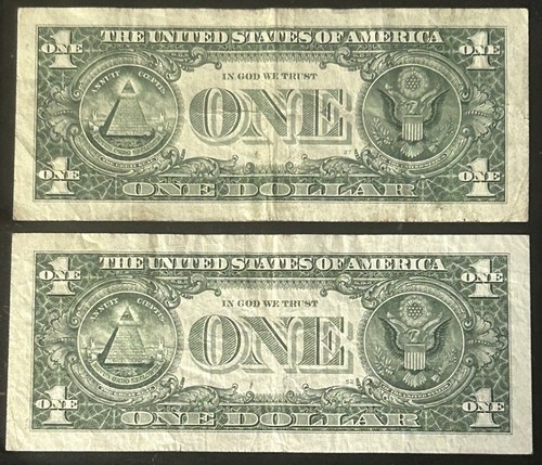 (MATCHING PAIR!) $1 Rare Binary Radar Repeater Pair Fancy Serial Number 19911991 - Picture 3 of 7