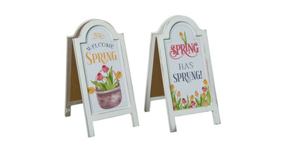 Spring Has Sprung Welcome Spring A Frame Sign Wood Floor Decor Reversible 19''x9''