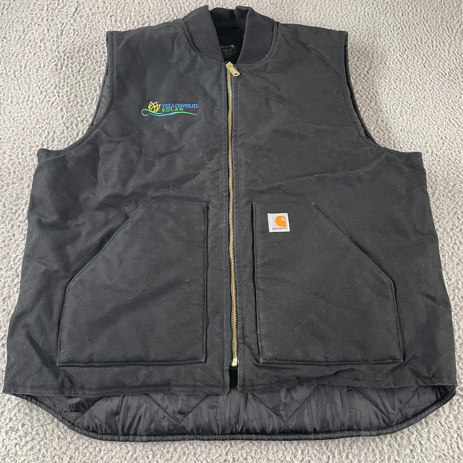 Carhartt Vest Black Arctic Quilt Lined Duck Canvas Work Outdoor Men's XL Logo