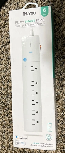 iHome Flow Smart Strip Wi-Fi Surge Protector Power Individual Electric Outlets