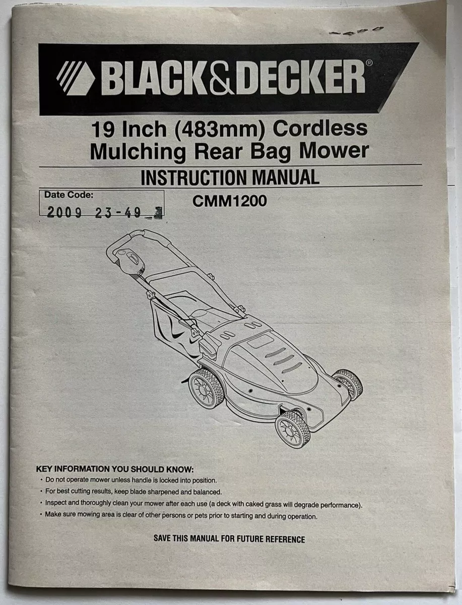 Black & Decker CMM 1200 Battery Lawnmower Instruction Manual