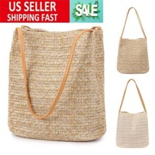 Women Straw Handbag Rattan Straw Bag Shoulder Beach Woven Purse Tote Crossbody