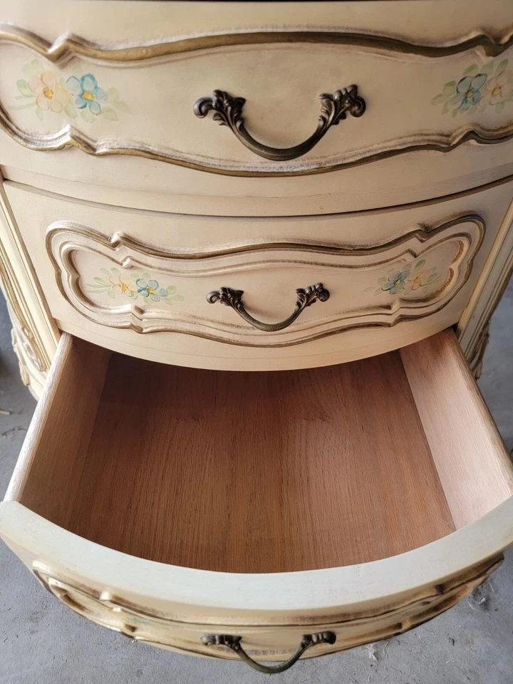 French Style Shabby Chic Carved 3 Drawers Marble Top Commode / Small Dresser - Image 2 of 4