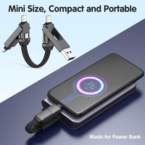 5 in 1 Multi Ladekabel Kurz Magnet Schlüsselanhänger USB Handy Ladekabel - Bild 2 von 7