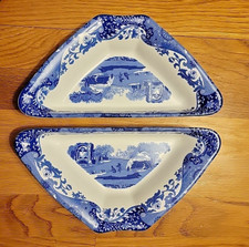 Set of 2 Spode Blue Italian Rectangular Trays Dish 10"