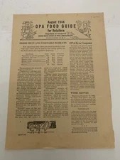 WWII 8/1944 Office Of Price Administration OPA Food Guide For Retailers Ration
