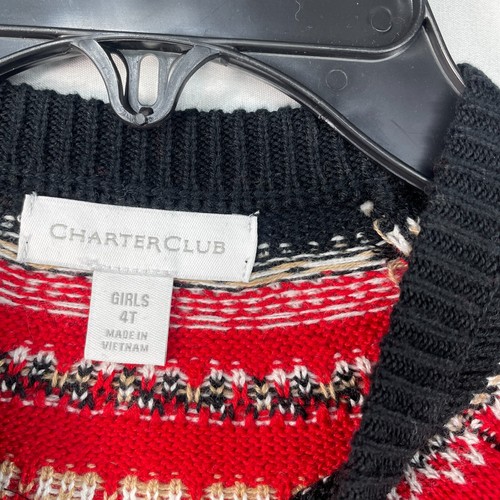 Charter Club Sweater Girl Size 4T Black Red Pattern Long Sleeve New - Picture 3 of 7