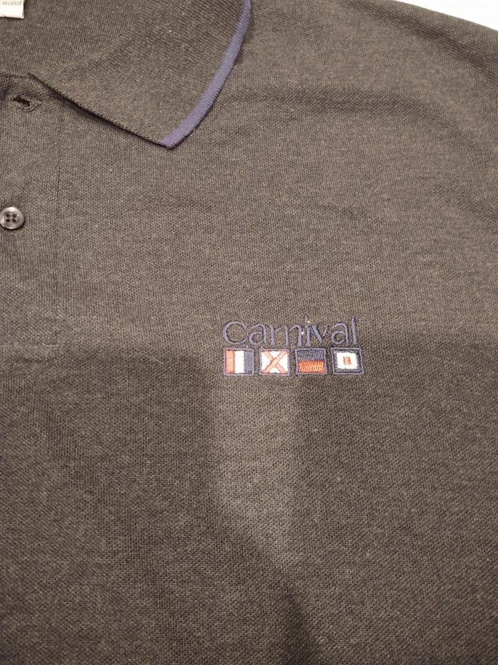 Camisa Carnival Cruise Para Hombres Gris/Negro Vacaciones Barco Golf Polo Adulto 2XL Foto 4 de 4