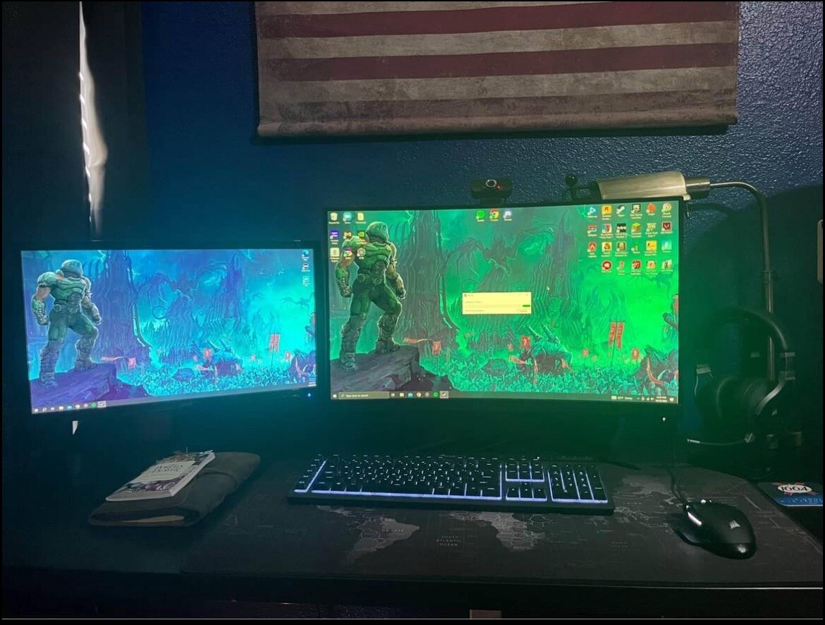 PC Computer Setup For Gaming And Work Monitors And Accessories