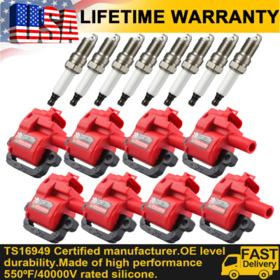 8Pcs Ignition Coils & Platinum Spark Plug For 1998-2002 Chevrolet Camaro V8 5.7L
