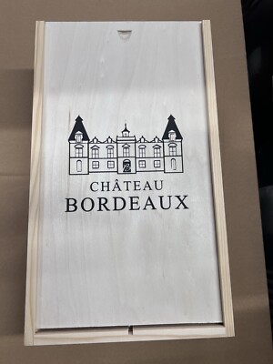 Chateau Bordeaux 2 Flaschen Weinkiste aus Holz + Füllung + Außenkarton Bo
