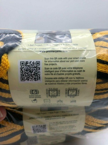Paquete de 3 bufandas con volantes Premier Yarns Starbella a rayas amarillo negro #17-06 - Imagen 5 de 12