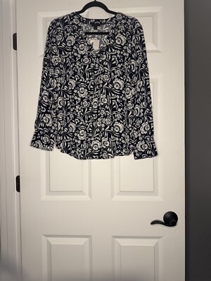 Ann Taylor V Neck Long Sleeve Floral Peasant Blouse Top Large Nwt 59.99