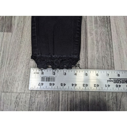 Just Black Womens Size 28 Fringe Hem Distressed Skinny Black Denim Jeans - Picture 11 of 11