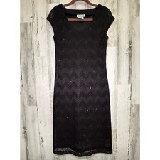 Bantry Bay Womens Dress Sz Medium (XS) Black Lined Sequin Woven Chevron Vintage