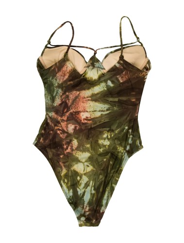 Auth FENDI Khaki MULTICOLOR Design SWIMSUIT with CUTOUT Accent - Picture 3 of 8